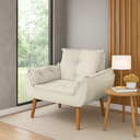 Ver imagem 6 de Kit 02 Poltrona Opala + 01 Puff Redondo Bege -modena Decor