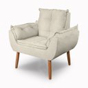 Ver imagem 4 de Kit 02 Poltrona Opala + 01 Puff Redondo Bege -modena Decor