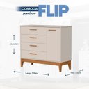Ver imagem 4 de Quarto Completo com Roupeiro 4 Portas Flip Bege/Areia Fosco
