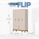 Ver imagem 3 de Quarto Completo com Roupeiro 4 Portas Flip Bege/Areia Fosco