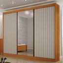 Ver imagem 4 de Guarda Roupa Casal 3 Portas San Marino Gold 6 Gavetas Cinamomo Off White Ripado com Espelho - Leifer