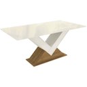 Ver imagem 1 de Mesa Multiuso Cozinha Amora com Tampo Madeirado com Vidro 160x90cm Freijó Off White Kappesberg