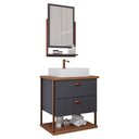 Ver imagem 1 de Gabinete para Banheiro 60 Cm 100% Mdf 2 Gavetas C/ Espelheira Uni Mgm Móveis Titânio/freijo