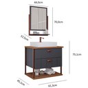 Ver imagem 3 de Gabinete para Banheiro 60 Cm 100% Mdf 2 Gavetas C/ Espelheira Uni Mgm Móveis Titânio/freijo