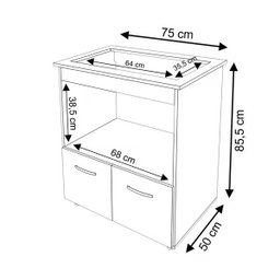 Balcão Armario para Cooktop 5 Bocas de Cozinha Multiuso Savana com Preto - 4