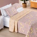 Ver imagem 2 de Kit Cobre Leito Colcha Dallas Casal Padrão Dupla Face Estampada 3 Peças - Rosê Lavanda Floral