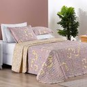 Ver imagem 3 de Kit Cobre Leito Colcha Dallas Casal Padrão Dupla Face Estampada 3 Peças - Rosê Lavanda Floral