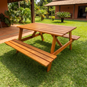 Ver imagem 6 de Conjunto Mesa e 2 Bancos Picnic Stain Yescasa Marrom/Nogueira