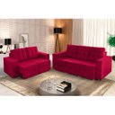 Ver imagem 1 de Sofá Veneza 5 Lugares, Conjunto 3e2 - Retrátil - de Casa Décor e Estofados. Cor:vermelho:vermelho