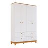 Guarda Roupa Infantil Mdf 4 Portas 4 Gavetas Puxadores Madeira Maçica Biscoito Permobili Branco/ - 1