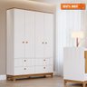 Guarda Roupa Infantil Mdf 4 Portas 4 Gavetas Puxadores Madeira Maçica Biscoito Permobili Branco/ - 2
