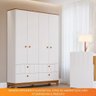 Guarda Roupa Infantil Mdf 4 Portas 4 Gavetas Puxadores Madeira Maçica Biscoito Permobili Branco/ - 6