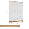 Guarda Roupa Infantil Mdf 4 Portas 4 Gavetas Puxadores Madeira Maçica Biscoito Permobili Branco/ - 3