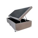 Ver imagem 2 de Base Cama Box Baú Solteiro Couro Sintético Bege 43x88x188