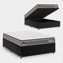 Ver imagem 1 de Cama Box Baú Viúva Preto + Colchão Life D33 Pillow Top 61x128x188cm Cinza - e-Shop Casa