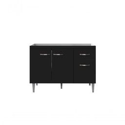 Balcão Gabinete para Pia Gabriela sem Tampo 120cm 3 Portas 1 Gaveta Preto - 4