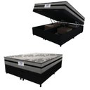 Ver imagem 1 de Cama Box Baú Casal King Colchão Gazin com Molas Ensacadas Rubi 193x203x73cm Suede Preto/cinza
