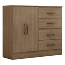 Ver imagem 4 de Guarda Roupa Casal Capela e Cômoda 4 Gavetas 2 Portas Lite Carvalho Oak - Móveis Leão