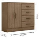 Ver imagem 3 de Guarda Roupa Casal Capela e Cômoda 4 Gavetas 2 Portas Lite Carvalho Oak - Móveis Leão