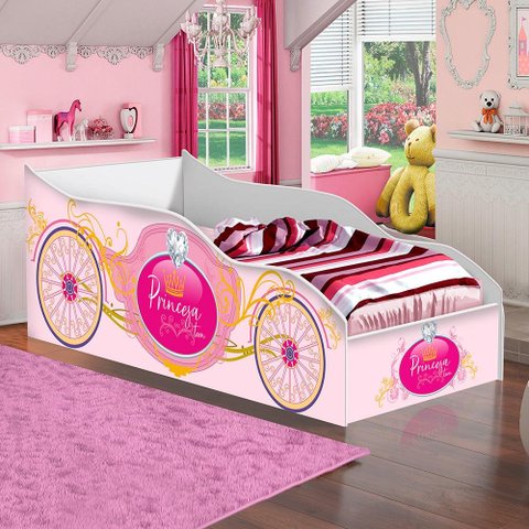 Cama Infantil Génova Rosa com Colchão