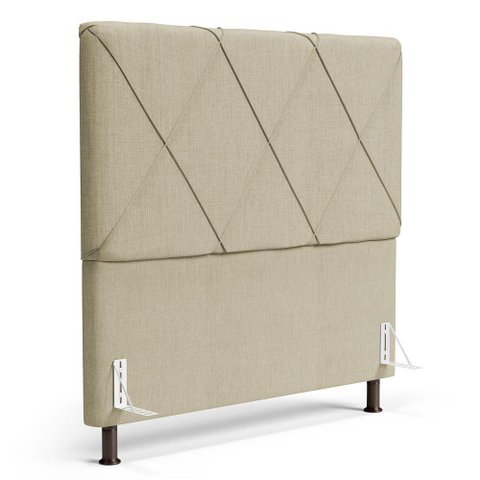 Cabeceira Cama Box Casal Queen Size Mel 160cm com Frame Linho Bege - Desk Design