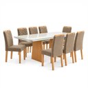 Ver imagem 2 de Conjunto Sala de Jantar 8 Lugares Retangular Tampo Vidro/MDF 200x90cm Mesa Lyra e Cadeiras Carol