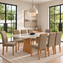 Ver imagem 1 de Conjunto Sala de Jantar 8 Lugares Retangular Tampo Vidro/MDF 200x90cm Mesa Lyra e Cadeiras Carol