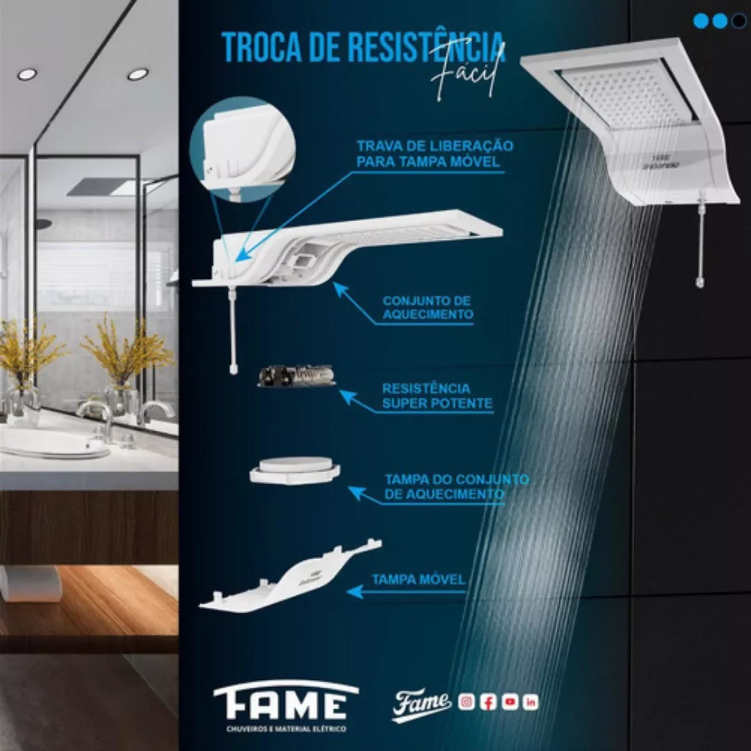 Chuveiro Fame Intense Eletrônico Branco/cromado 127v 5400w - 2