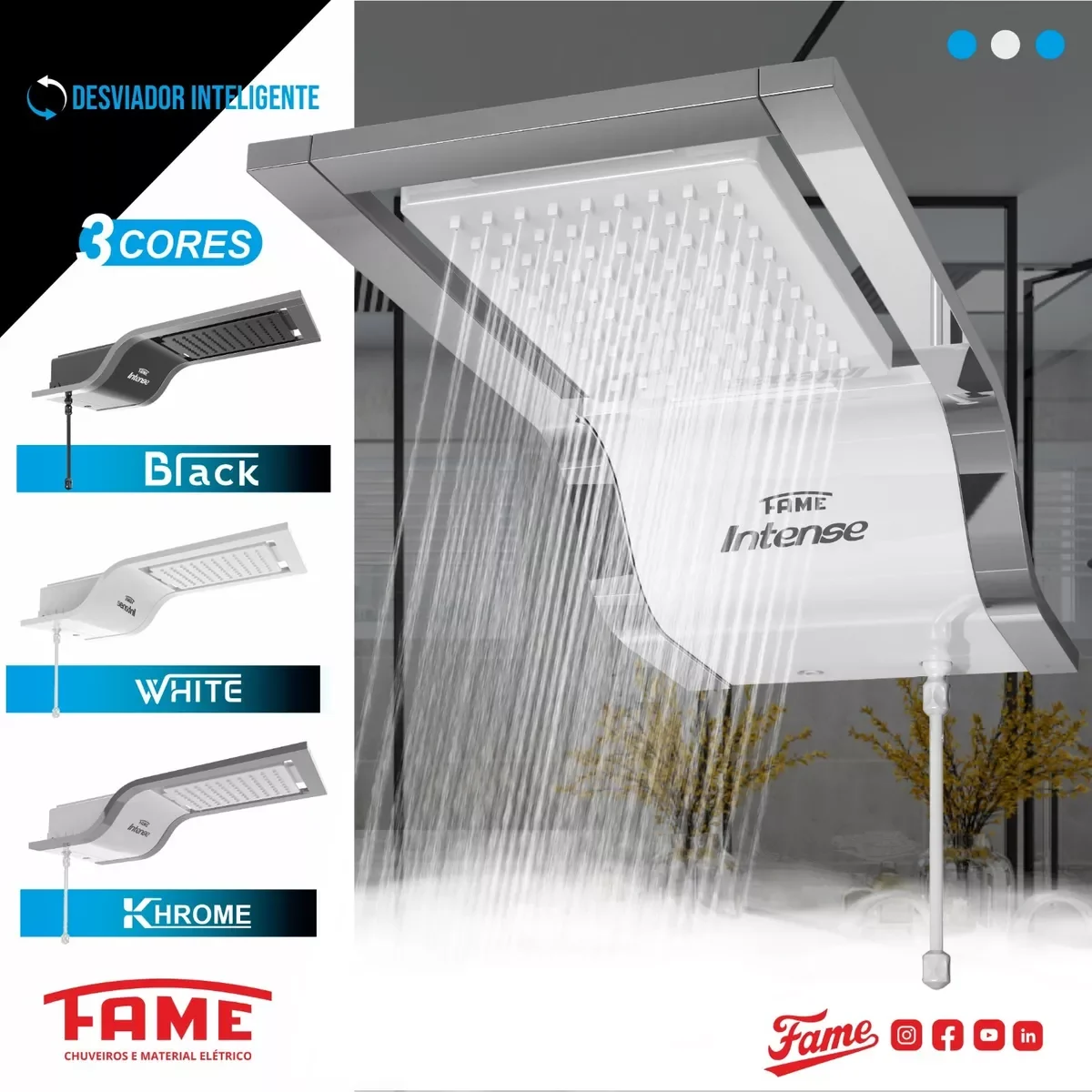 Chuveiro Fame Intense Eletrônico Branco/cromado 127v 5400w - 3