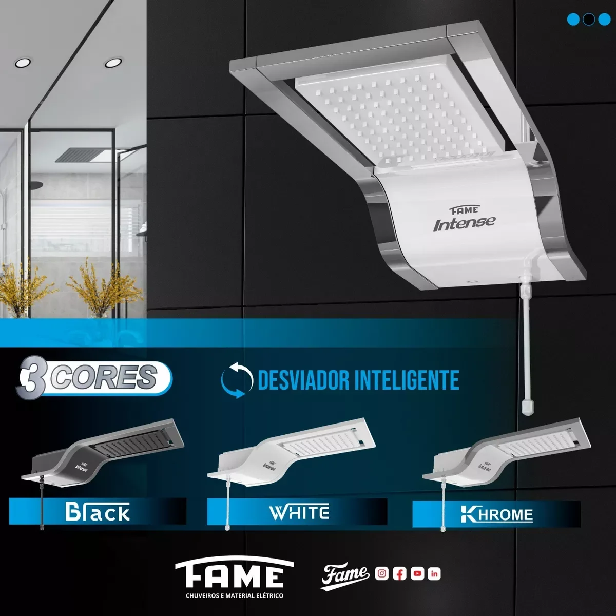 Chuveiro Fame Intense Eletrônico Branco/cromado 127v 5400w - 5