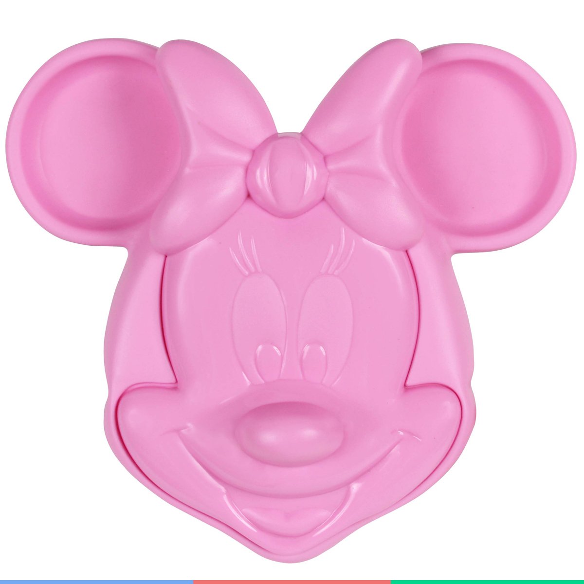 Prato Infantil Alimentação do Bebê com Tampa e Divisórias Formato Minnie Mouse 3d Rosa Disney - 5