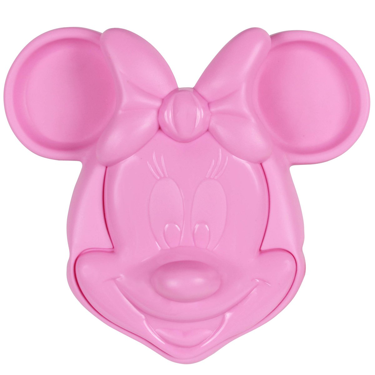 Prato Infantil Alimentação do Bebê com Tampa e Divisórias Formato Minnie Mouse 3d Rosa Disney