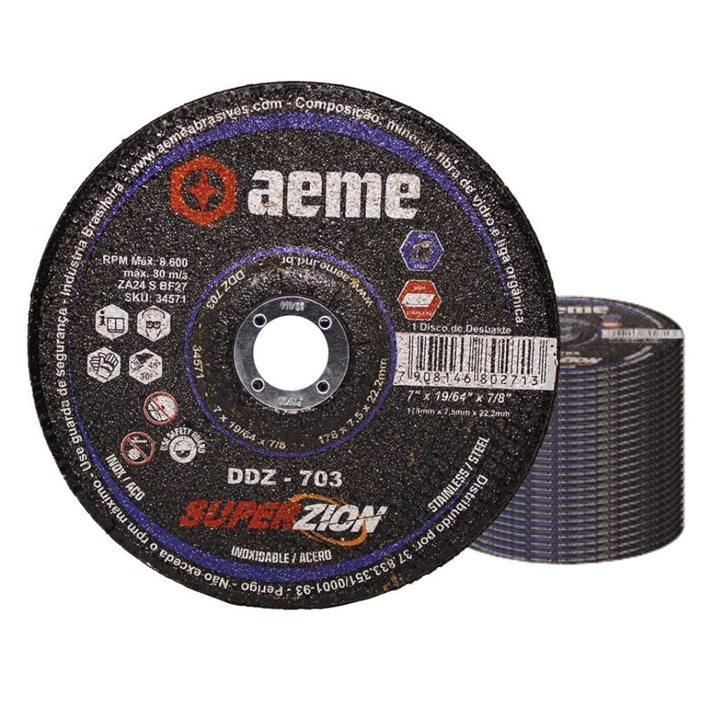 Disco Desbaste Aeme Zirconado Ddz 703 7x19/64x7/8 (180x7.5x22.22) 25 ...