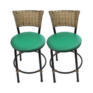 Kit 2 Banquetas Baixa de Cozinha Encosto Junco