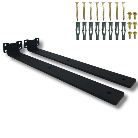 Kit 2 Suportes Invisíveis de Prateleira 35cm Fixação de Parede Aço Design Minimalista