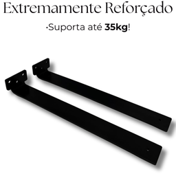 Kit 2 Suportes Invisíveis de Prateleira 35cm Fixação de Parede Aço Design Minimalista - 4