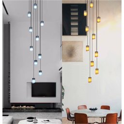 Lustre para Sala Cúpula Fumê 10 Lâmpadas Pé Direito Alto - 1