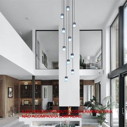 Lustre para Sala Cúpula Fumê 10 Lâmpadas Pé Direito Alto - 6