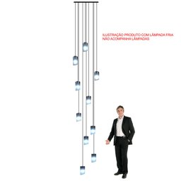 Lustre para Sala Cúpula Fumê 10 Lâmpadas Pé Direito Alto - 9