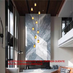 Lustre para Sala Cúpula Fumê 10 Lâmpadas Pé Direito Alto - 4