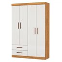 Ver imagem 2 de Guarda-roupa Solteiro Genova 4 Portas 2 Gavetas Cinamomo/off White - Carioca Móveis