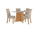 Ver imagem 1 de Conjunto Sala de Jantar Mesa Celebrare 120 Tampo Vidro Off White com 4 Cadeiras Apogeu - Lopas Amend