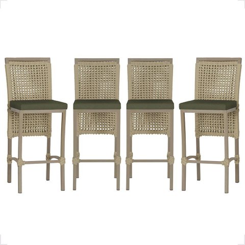 4 Banqueta em Alumínio Roma Fendi Corda Náutica Tecido 13