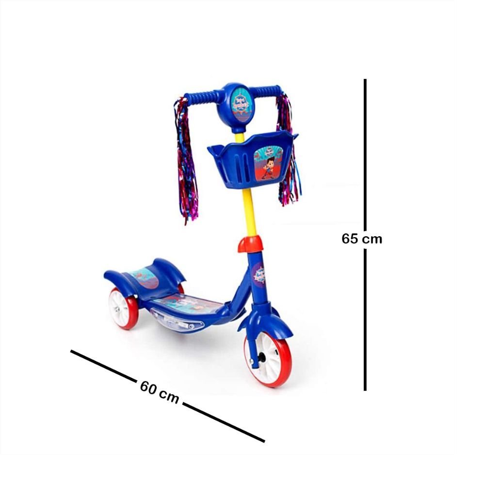 Patinete Infantil Masculino Com Led Cesta Três Rodas Turma da Aventura Azul - 3