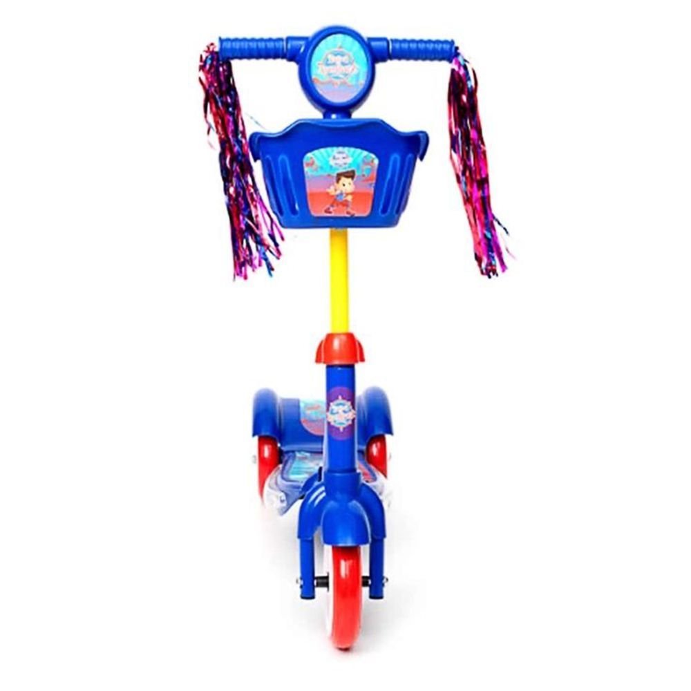 Patinete Infantil Masculino Com Led Cesta Três Rodas Turma da Aventura Azul - 2