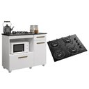 Ver imagem 1 de Kit Balcão para Cooktop Cozinha Kaiki Violeta Branco com Fogão Cooktop 4 Bocas Itatiaia Essencial