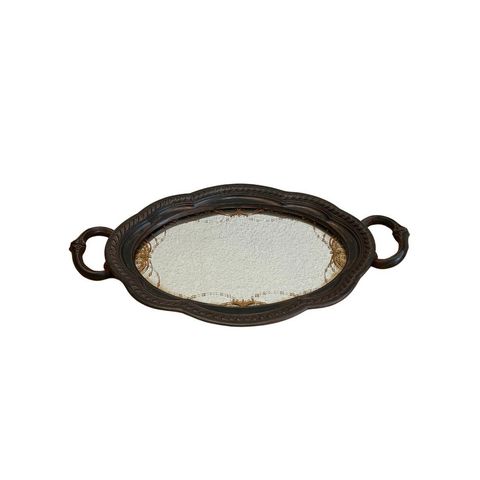 Bandeja Espelhada Redonda Grande com Alças Resina 46cm