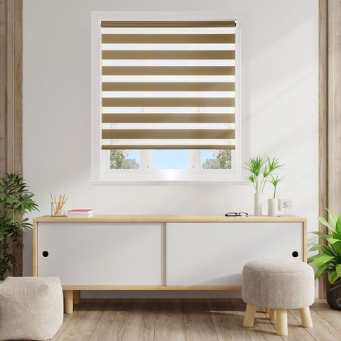 Persiana Zebra 1,40x1,60 Rolo Duplo Double Vision - Caramelo