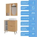 Ver imagem 5 de Armário Conjunto de Banheiro com Gabinete, Cuba e Espelheira 80cm Marrom/Carvalho Nature/Branco