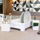 Ver imagem 2 de Kit 3 Utensílios Escorredor de Louça Talher Porta Detergente Branco